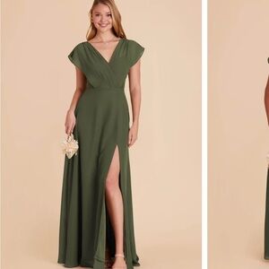 Elegant Olive Green Evening Gown